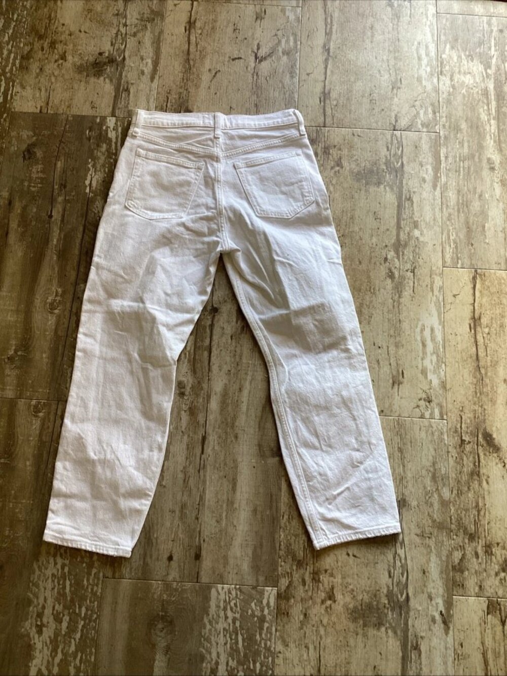 ABERCROMBIE & FITCH The Mom High Rise White Jeans Distressed Women’s 27/4S - Picture 6 of 8